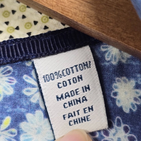 John Lennon Shirt Mens XL Blue Button Up Long Sleeve Flip Cuff Flowers - Picture 7 of 13